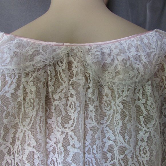 SALE Lovely Whisper Pink Lace Negligee Robe Miss Siren - Picture 11 of 12
